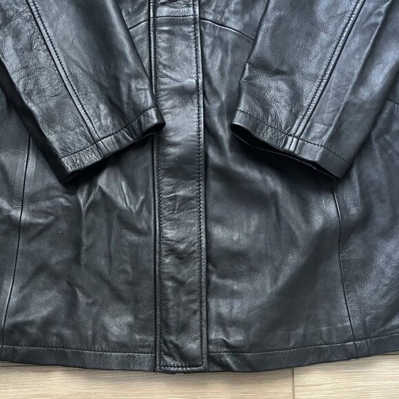 Jessica London Women's Plus Size A-Line Zip Front Leather Jacket - Size 20 - Picture 3 of 16